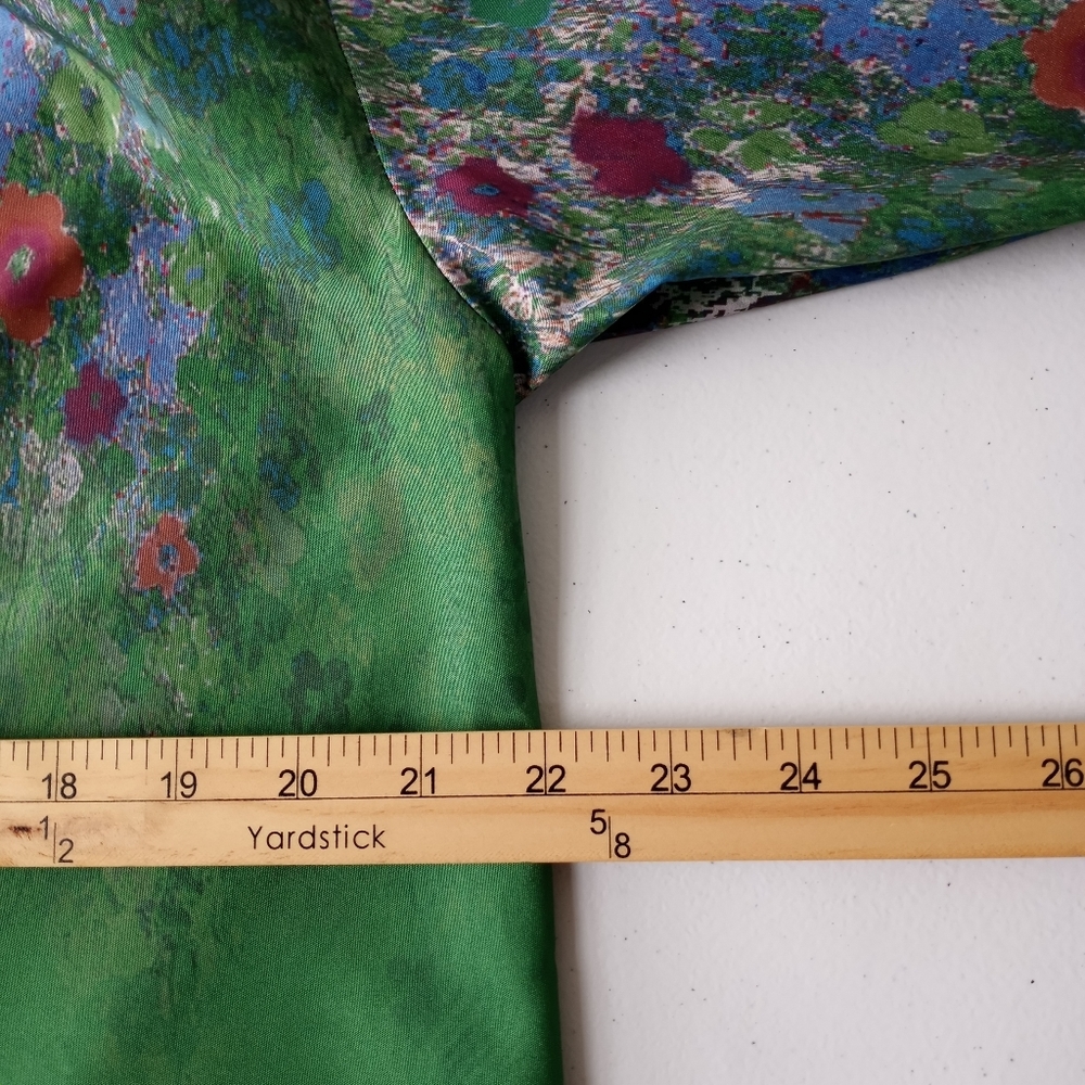 MISSLOOK Women’s Green Floral Boho Blouse 3/4 Sleeve Size S - Picture 9 of 14